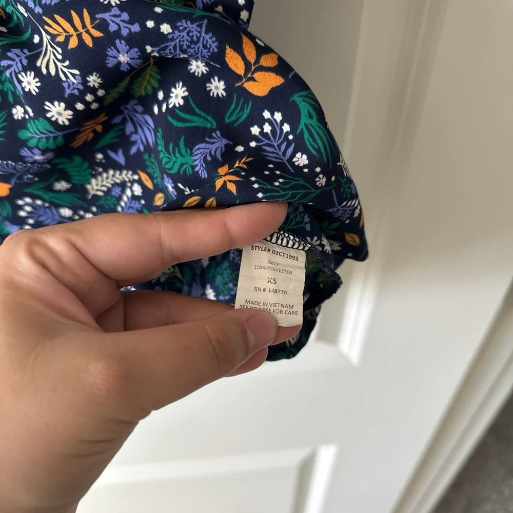 Sienna Sky Navy Floral Peplum Blouse with Green & Orange Accents - Picture 7 of 7